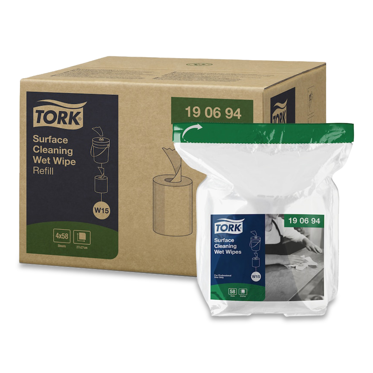 Tork Lingettes humides pour le nettoyage des surfaces Refill W1 Tork Lingettes humides pour le nettoyage des surfaces Refill W1
