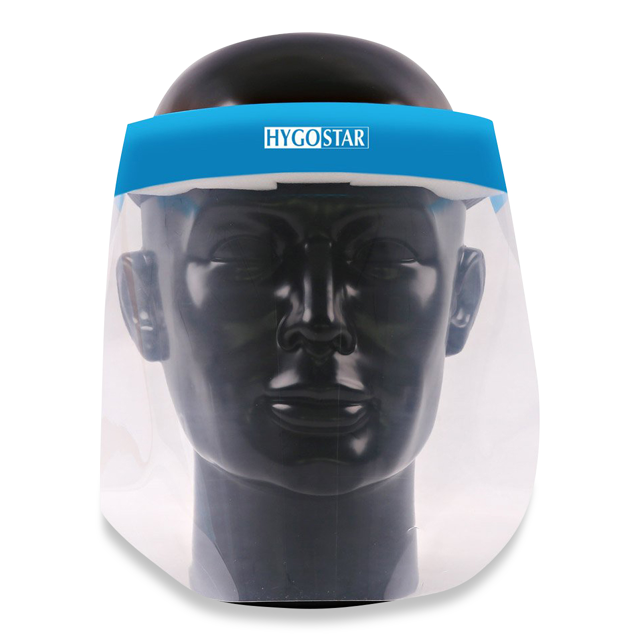 Écran facial PET transparent (bord bleu)