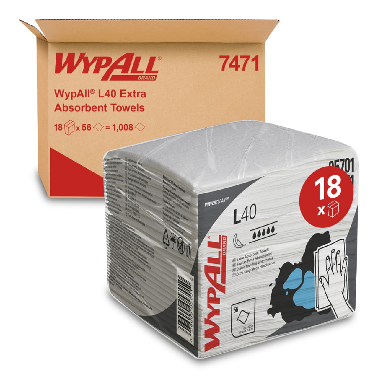 WypAll® L40 Essuyeurs - Pliés 1/4