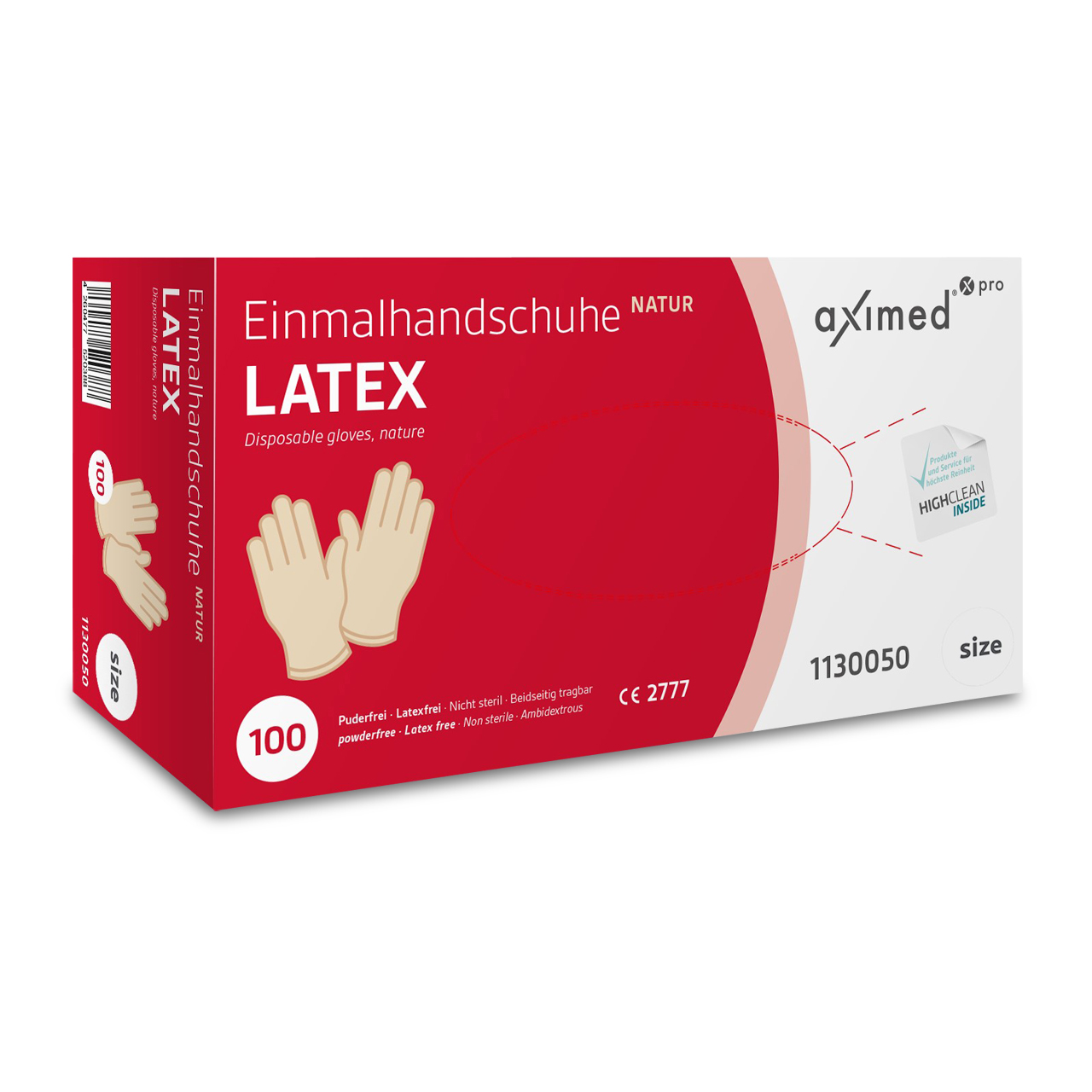 Aximed® pro Gants en latex L50+ Naturel S