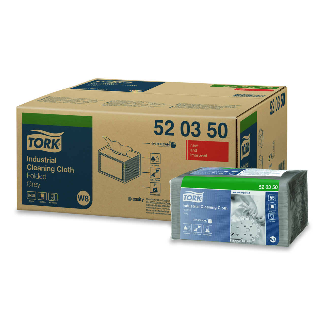 Tork Chiffons de nettoyage industriels gris W8