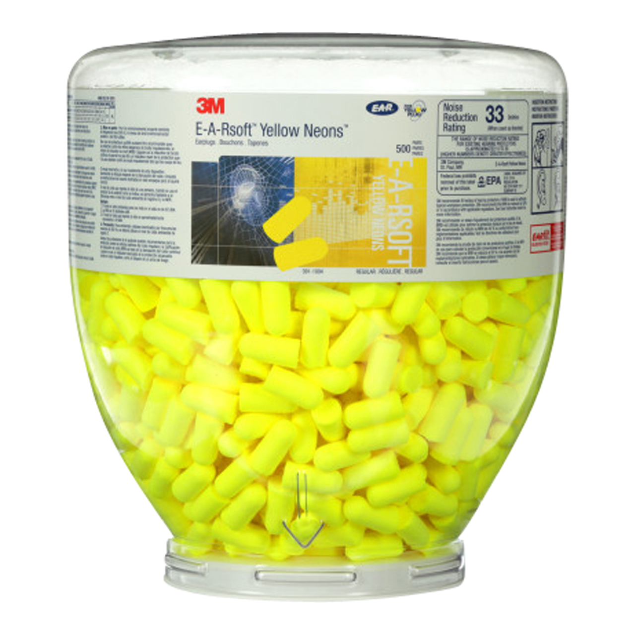 3M™ Bac de recharge pour bouchons d'oreille PD01002, jaune néon 3M™ Bac de recharge pour bouchons d'oreille PD01002, jaune néon