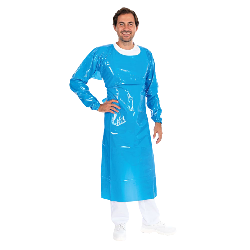 Tablier à manches TPU détectable bleu 150 my Tablier à manches TPU détectable bleu 150 my